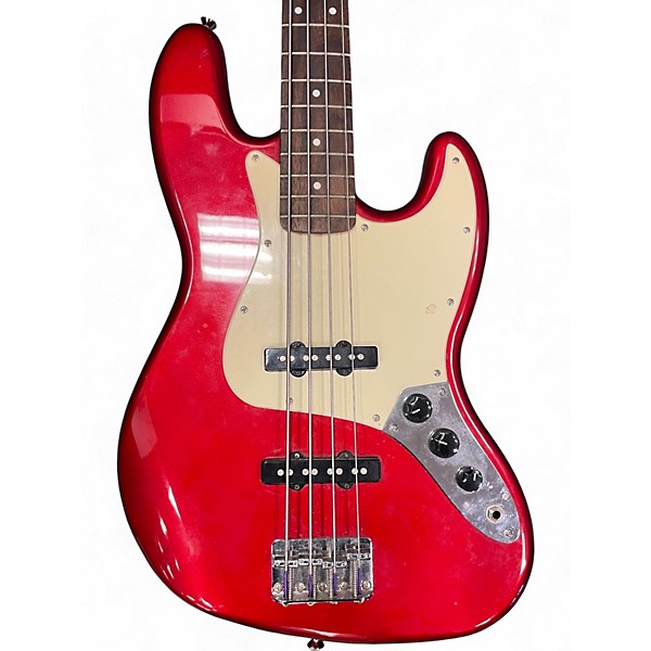 Used Squier J Bass Red Electric Bass Guitar
