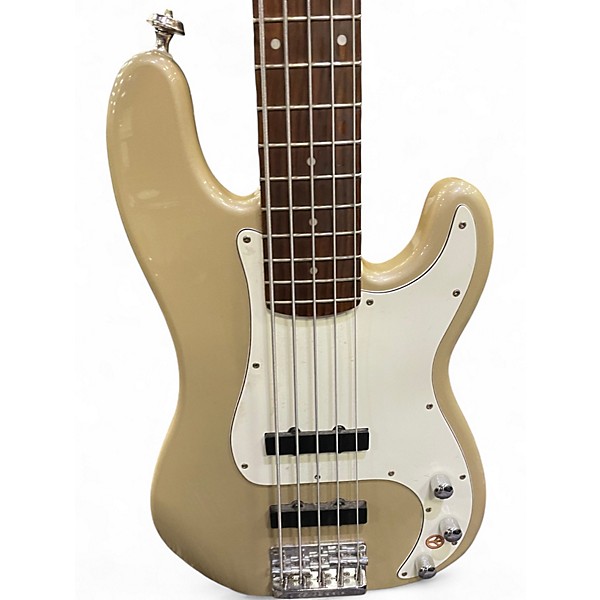 Used Squier 5 String Precision Bass Shoreline Gold Electric Bass Guitar