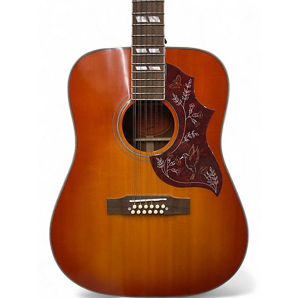 Used Epiphone Inspired by Gibson Hummingbird 12 Aged Cherry Sunburst 12 String Acoustic Electric Guitar