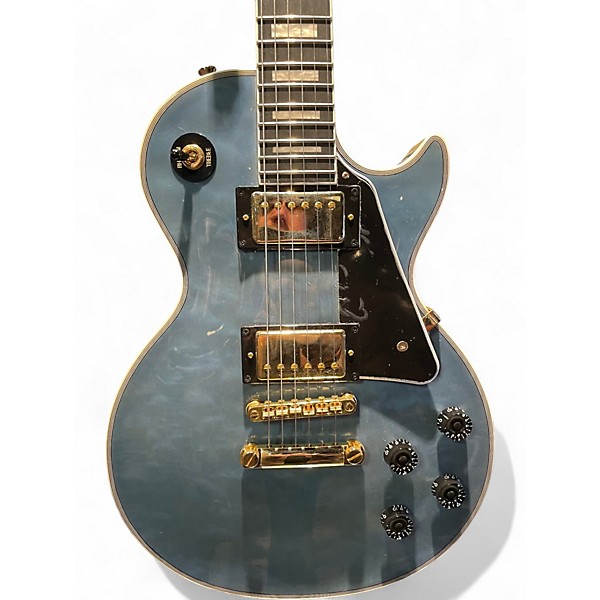 Used Epiphone Les Paul Custom Quilt Ocean Blue Solid Body Electric Guitar