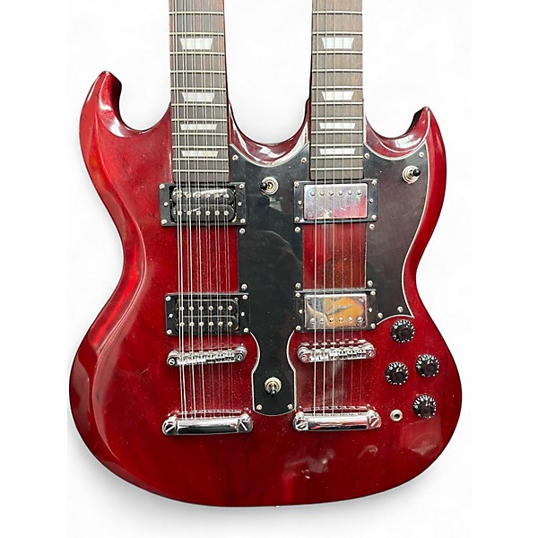 Used Hameln DOUBLE NECK SG Crimson Red Trans Solid Body Electric Guitar