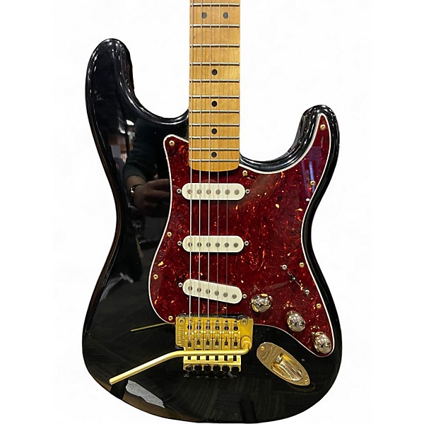 Used Starcaster by Fender Stratocaster Black Solid Body Electric Guitar