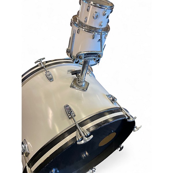 Vintage 1980s Ludwig 4 Piece Rocker Kit white Drum Kit