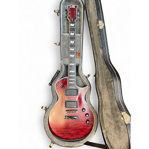 Used ESP LTD EC401QM SATIN BLACK CHERRY Solid Body Electric Guitar