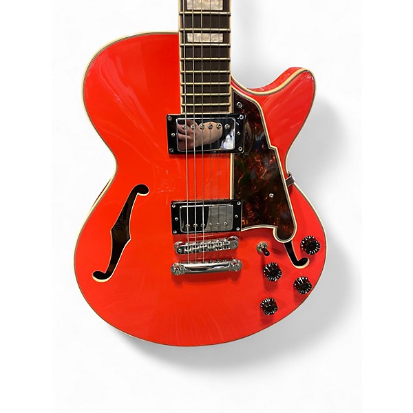 Used 2020 D'angelico DAPSSFRCSCB Candy Tangerine Hollow Body Electric Guitar