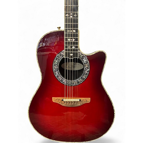 Used Ovation 1869 Custom Legend Candy Red Burst Acoustic Electric Guitar