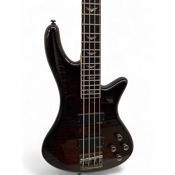 Used Schecter Guitar Research Stiletto Extreme 4 String Black Cherry Electric Bass Guitar