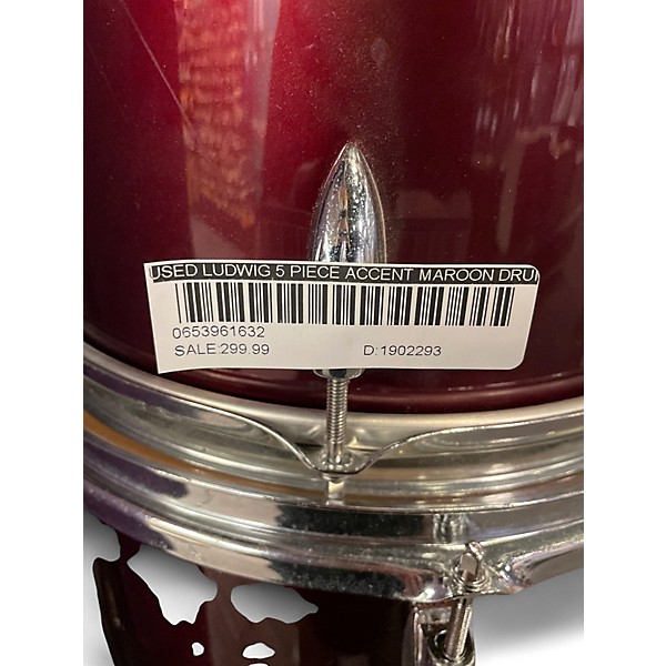 Used Ludwig 5 Piece Accent Maroon Drum Kit
