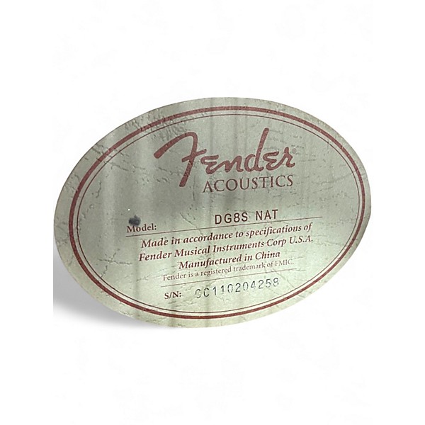 Used Fender DG8S Natural Acoustic Guitar