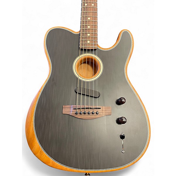 Used Fender Acoustasonic Player Telecaster Brushed Black Acoustic Electric Guitar