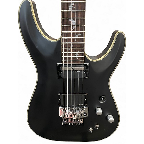 Used Schecter Guitar Research Damien Platinum 6 Floyd Rose Sustainiac  Black Solid Body Electric Guitar