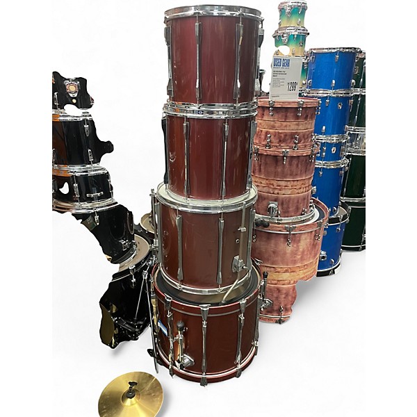 Vintage 1985 Pearl 4 Piece MX Series Red Sparkle Drum Kit