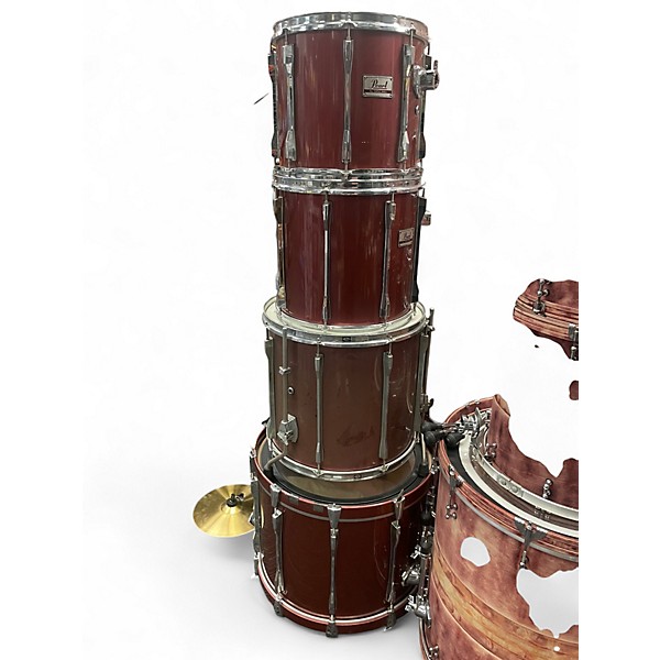 Vintage 1985 Pearl 4 Piece MX Series Red Sparkle Drum Kit