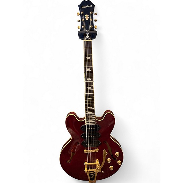 Used Epiphone Riviera Custom P93 Candy Apple Red Hollow Body Electric Guitar