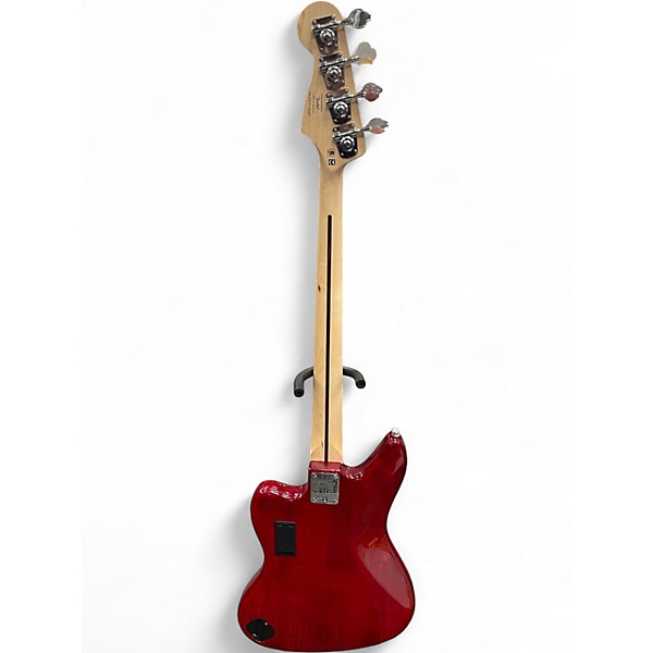 Used Squier Vintage Modified Jaguar Bass Crimson Red Trans Electric Bass Guitar