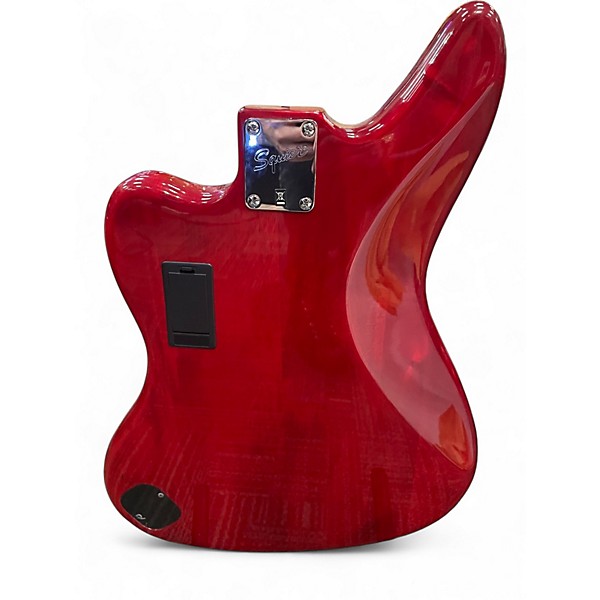 Used Squier Vintage Modified Jaguar Bass Crimson Red Trans Electric Bass Guitar