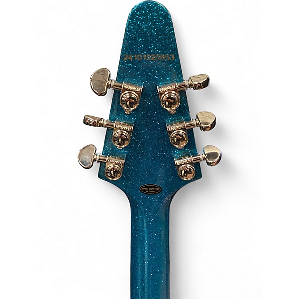 Used Epiphone Flying V Blue Sparkle Solid Body Electric Guitar