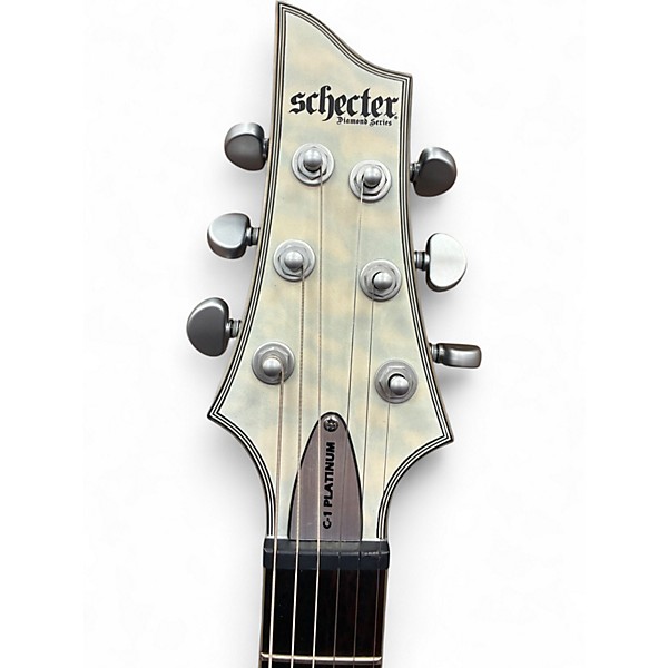Used Schecter Guitar Research C1 Platinum Transparent White Solid Body Electric Guitar