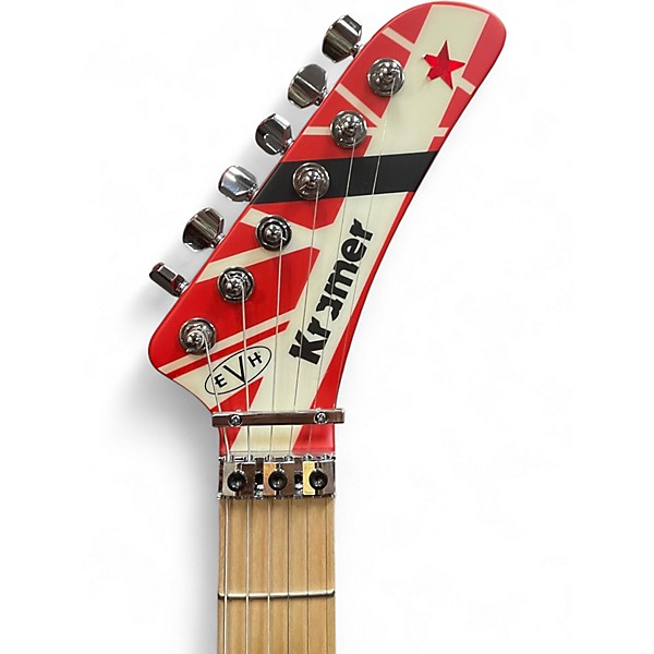 Used 2019 EVH Striped Series 5150 Red with Black and White Stripes Solid Body Electric Guitar