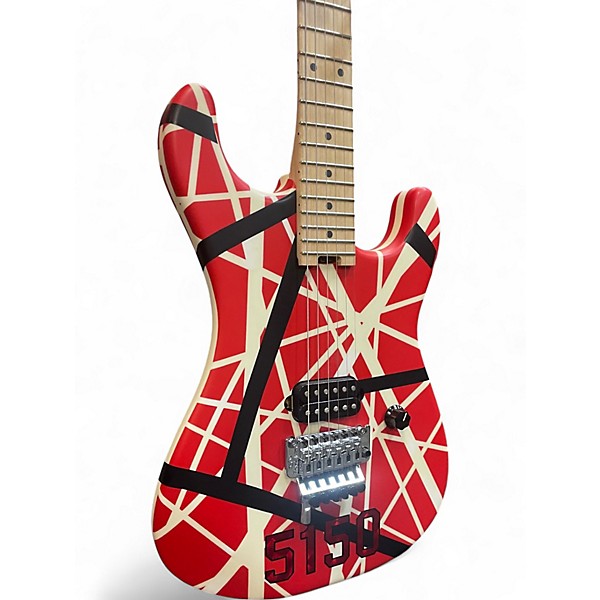Used 2019 EVH Striped Series 5150 Red with Black and White Stripes Solid Body Electric Guitar