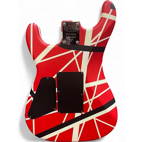 Used 2019 EVH Striped Series 5150 Red with Black and White Stripes Solid Body Electric Guitar