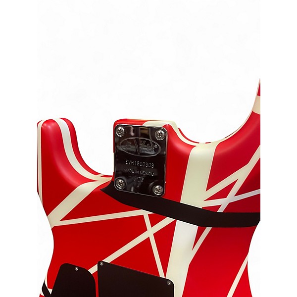 Used 2019 EVH Striped Series 5150 Red with Black and White Stripes Solid Body Electric Guitar