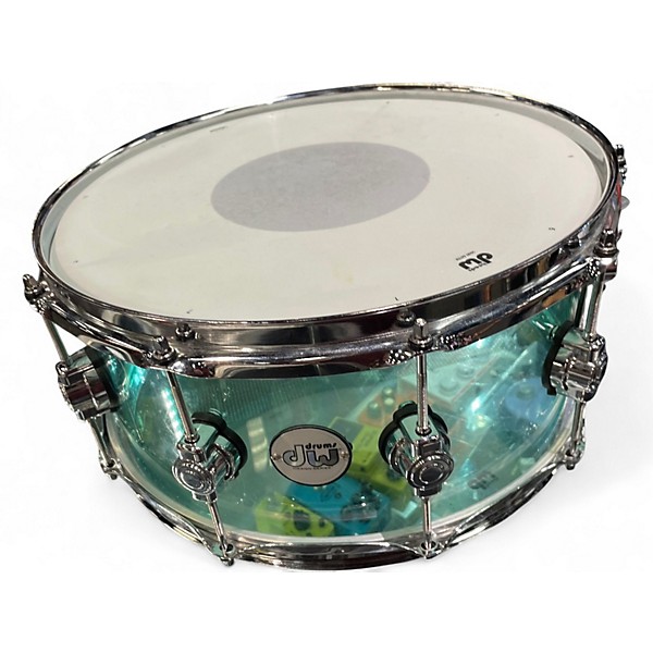 Used DW 8X14 Design Series Acrylic Snare Trans Green Drum