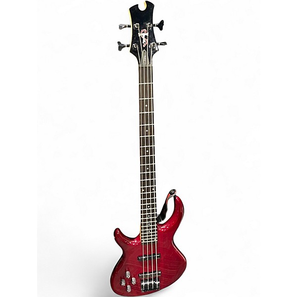 Used Tobias Toby Deluxe IV Left Handed Trans Red Electric Bass Guitar