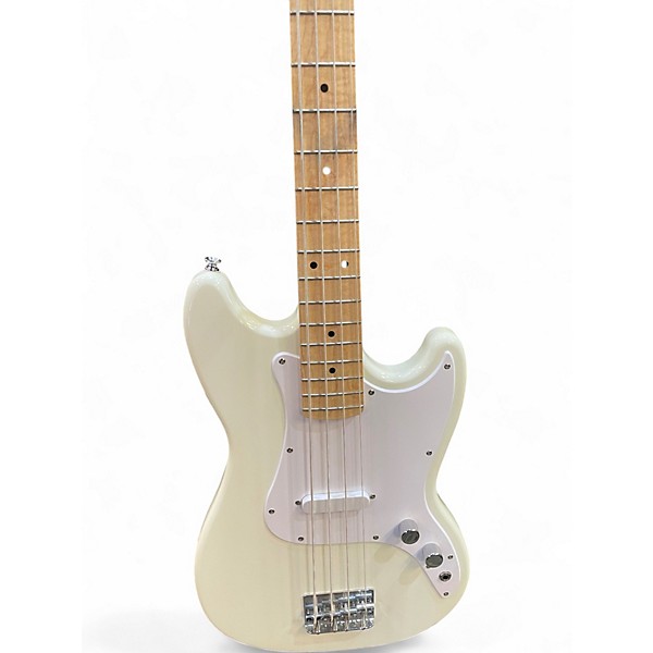 Used Squier Bronco Alpine White Electric Bass Guitar
