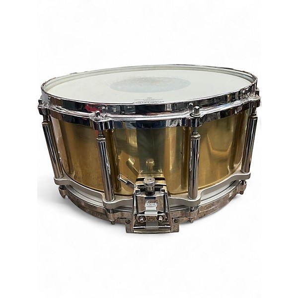 Used Pearl 14X6.5 BRASS FREE FLOATING SNARE POLISHED BRASS Drum