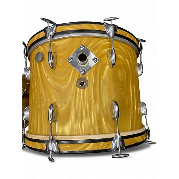 Used Gretsch Drums 3 Piece VINTAGE 1960S ROUND BADGE YELLOW SATIN FLAME Drum Kit