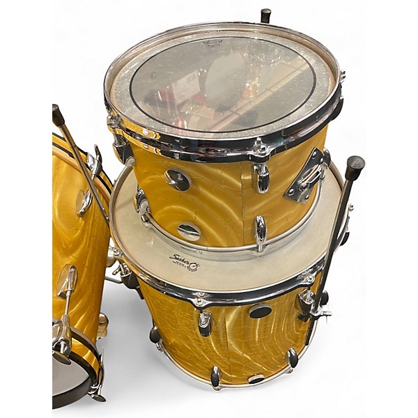 Used Gretsch Drums 3 Piece VINTAGE 1960S ROUND BADGE YELLOW SATIN FLAME Drum Kit
