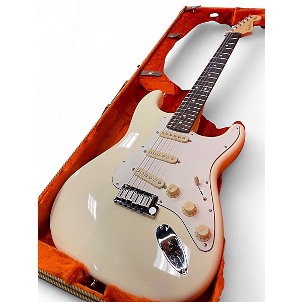 Used Fender Artist Series Jeff Beck Stratocaster Olympic White Solid Body Electric Guitar