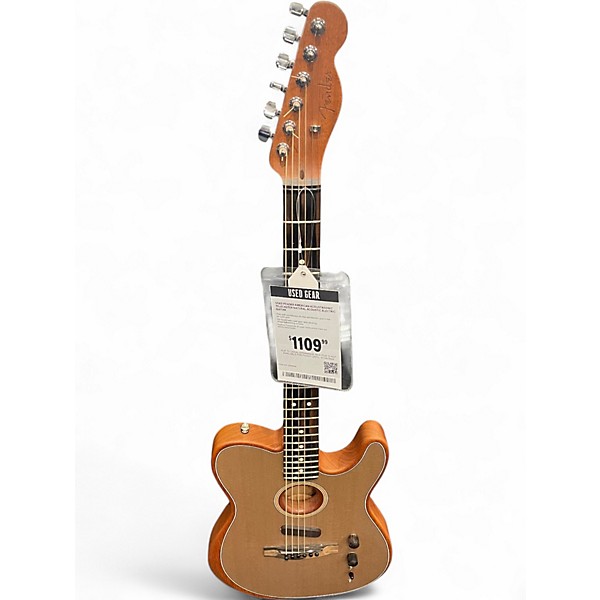 Used Fender American Acoustasonic Telecaster Natural Acoustic Electric Guitar