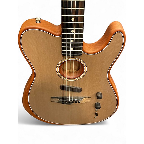 Used Fender American Acoustasonic Telecaster Natural Acoustic Electric Guitar