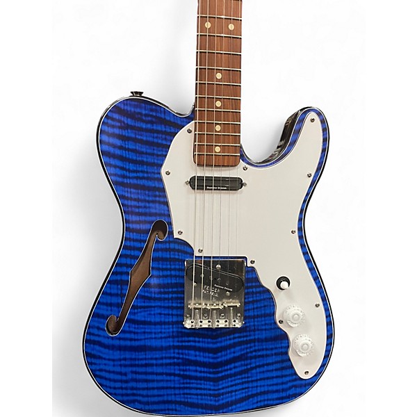 Used Miscellaneous Mexi Fender Neck on Thinline Body Partscaster Blue Hollow Body Electric Guitar
