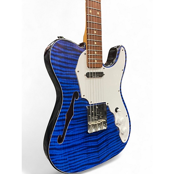 Used Miscellaneous Mexi Fender Neck on Thinline Body Partscaster Blue Hollow Body Electric Guitar