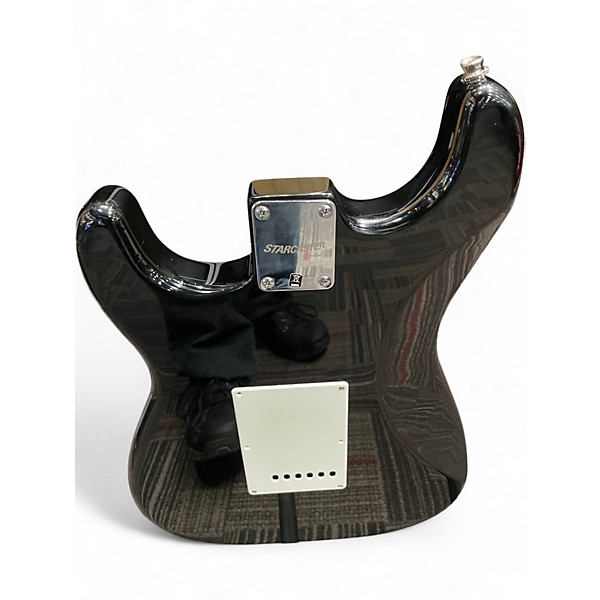 Used Starcaster by Fender Stratocaster Black Solid Body Electric Guitar