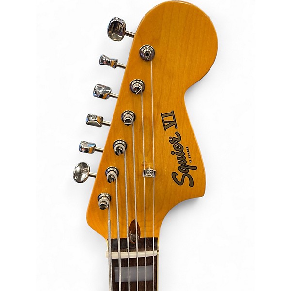 Used Squier Vintage Modified Bass VI Black Electric Bass Guitar