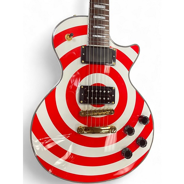 Used Firefly Elite Les Paul Red and White Spiral Solid Body Electric Guitar