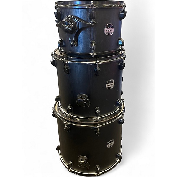 Used Mapex 4 Piece Mars Birch 5-Piece Special Edition Shell Pack  Black Drum Kit