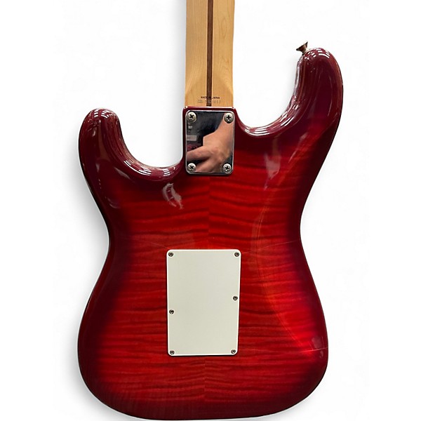 Used Fender "Squier Series" Floyd Rose Standard Stratocaster Trans Red Solid Body Electric Guitar