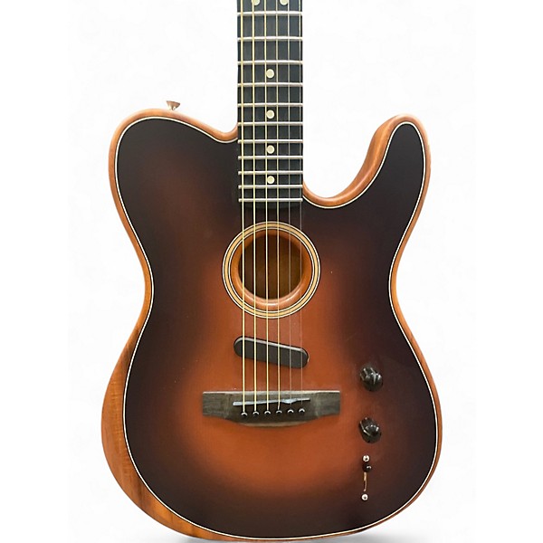 Used Fender American Acoustasonic Telecaster sunburst Acoustic Electric Guitar