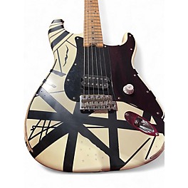 Used EVH Striped Series Frankie Black and White Solid Body Electric Guitar
