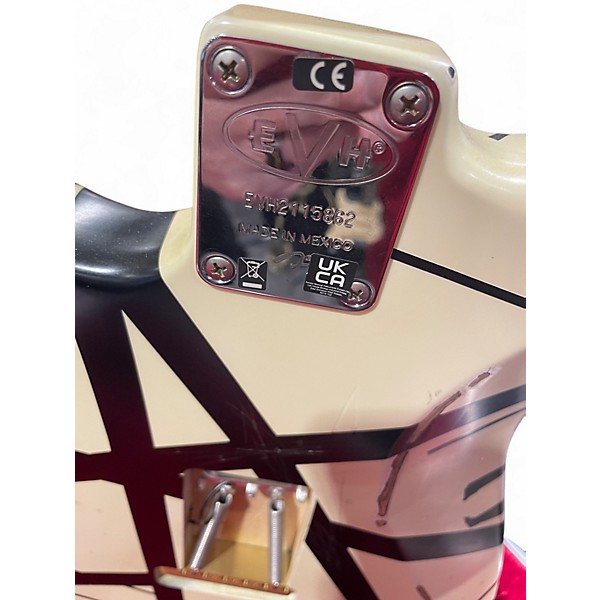 Used EVH Striped Series Frankie Black and White Solid Body Electric Guitar