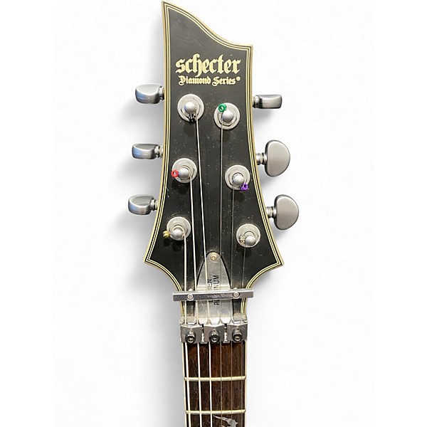 Used 2016 Schecter Guitar Research Damien Platinum 6 Floyd Rose Black Solid Body Electric Guitar