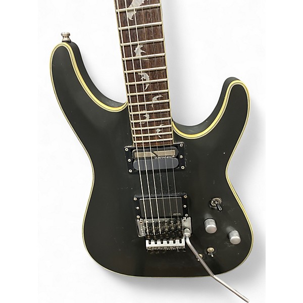 Used 2016 Schecter Guitar Research Damien Platinum 6 Floyd Rose Black Solid Body Electric Guitar