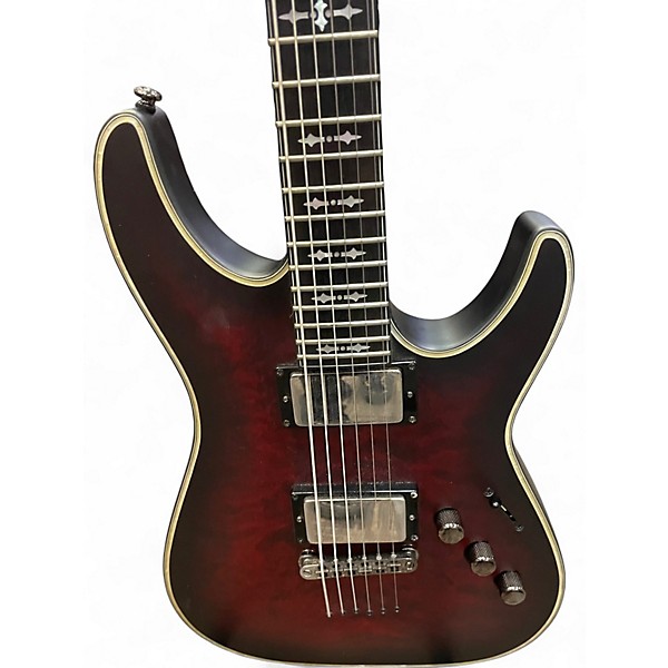 Used Schecter Guitar Research Hellraiser C1 Floyd Rose Extreme Crimson Red Burst Solid Body Electric Guitar