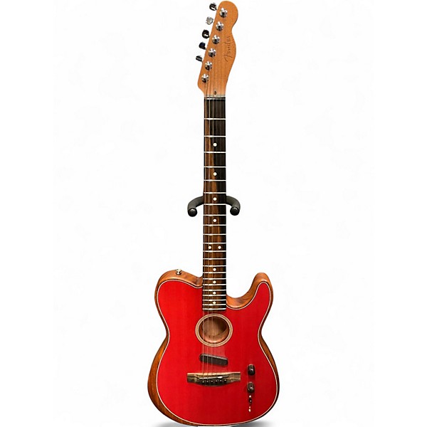 Used 2019 Fender American Acoustasonic Telecaster Crimson Red Acoustic Electric Guitar