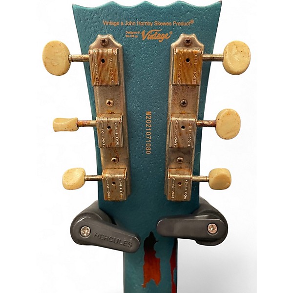 Used Vintage V120 blue over sunburst Solid Body Electric Guitar